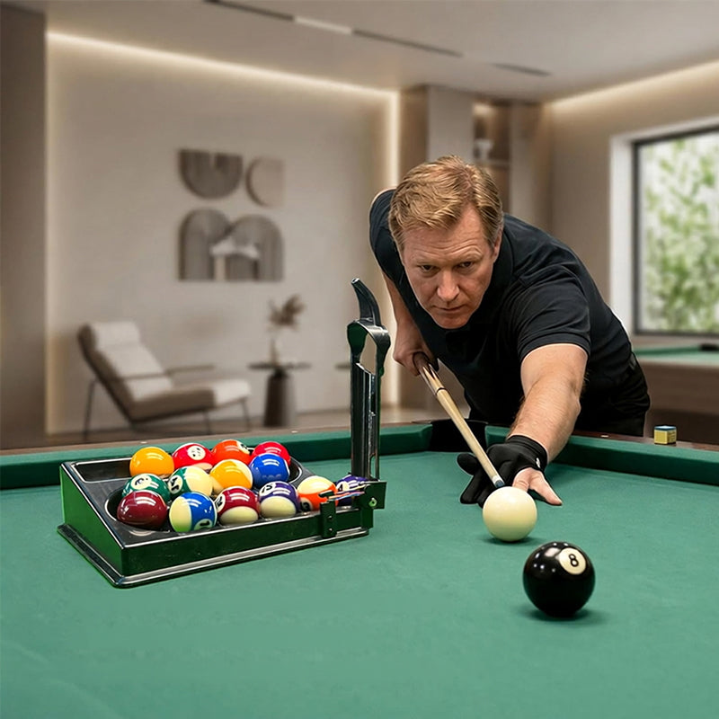 Portable 3D printed pool ball alignment stand from eprolo, used as a snooker training aid and billiard holder.