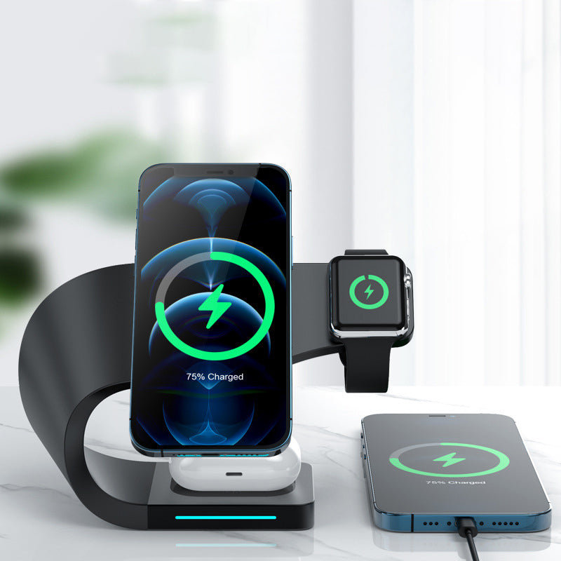 eprolo 4-in-1 magnetic wireless charger for iPhone 12, Apple Watch, and headphones with multiple charging coils and sleek design