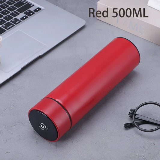 Eprolo 500ml digital stainless steel vacuum insulated thermos bottle with temperature display and smart coffee cup feature.
