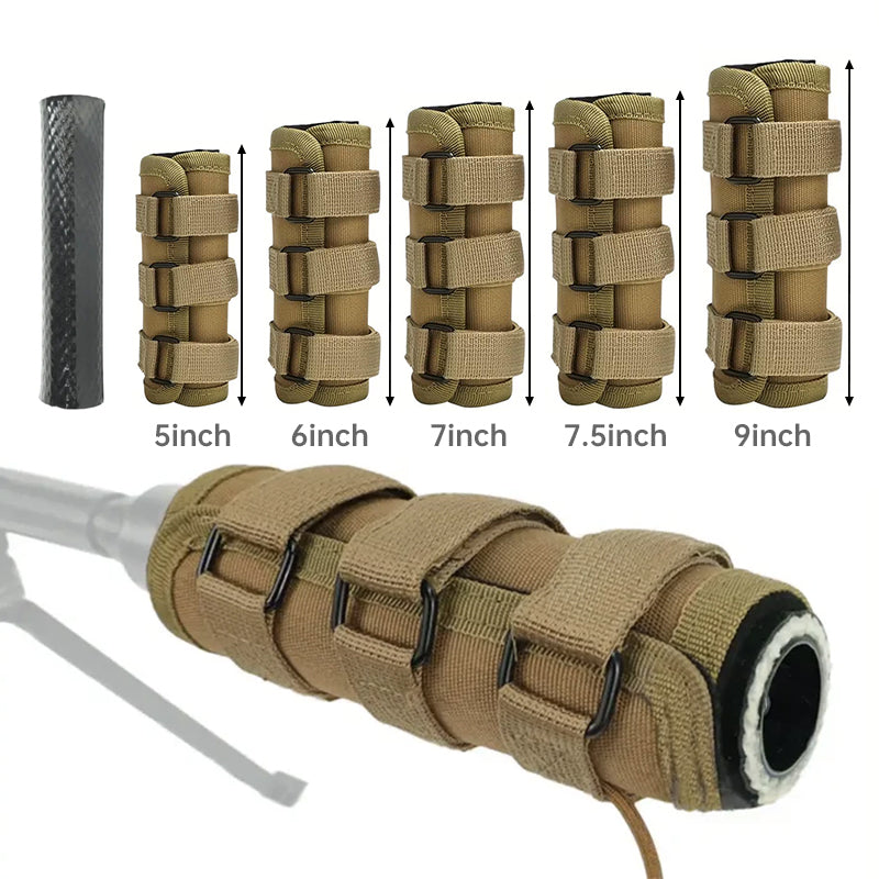 Eprolo 1200°F heat guard for airsoft and hunting suppressors, 5 to 9 inch silencer cover with heat-resistant material.