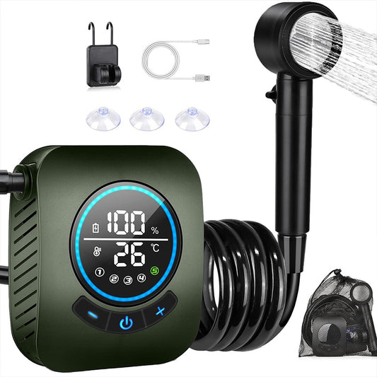 8000mAh Portable Camping Shower, IPX8 Waterproof Rechargeable Outdoor Shower Pump with Hose - American Smart