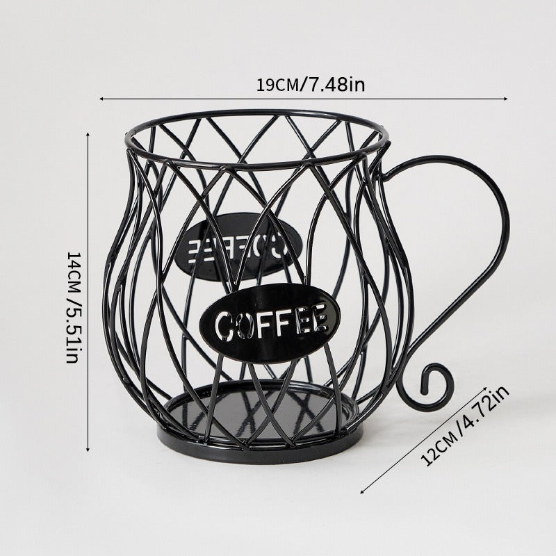 Large metal coffee capsule holder by eprolo, organizer and dispenser for Nespresso and Keurig coffee capsules.