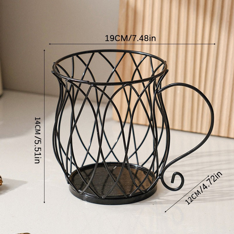 Large metal coffee capsule holder by eprolo, organizer and dispenser for Nespresso and Keurig coffee capsules.