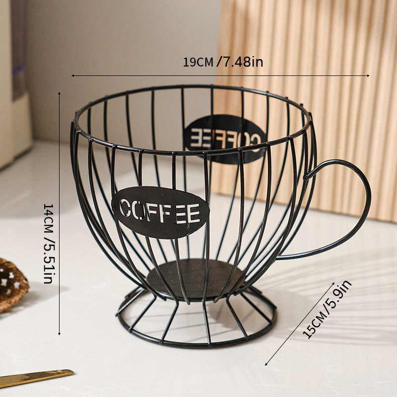 Large metal coffee capsule holder by eprolo, organizer and dispenser for Nespresso and Keurig capsules, with multiple compartments.