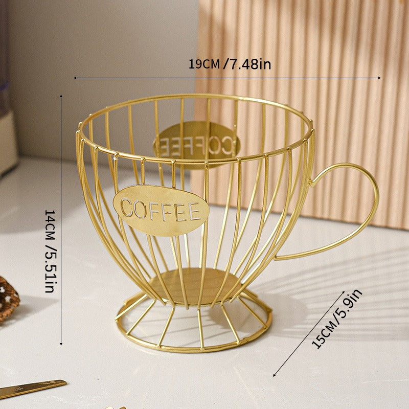 Large metal coffee capsule holder and organizer for Nespresso and Keurig capsules, with multiple slots for easy dispensing.