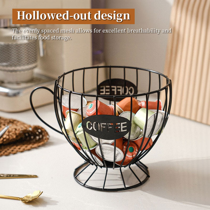 Large metal coffee capsule holder by eprolo, organizer and dispenser for Nespresso and Keurig coffee capsules.