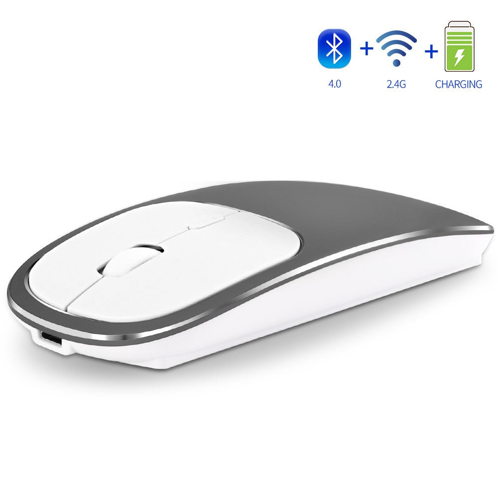 Eprolo aluminum alloy dual-mode wireless Bluetooth mouse with rechargeable silent design and ergonomic shape for computer use