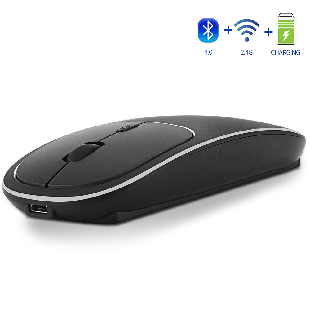 eprolo aluminum alloy wireless Bluetooth mouse with dual-mode, rechargeable, silent design for computer use