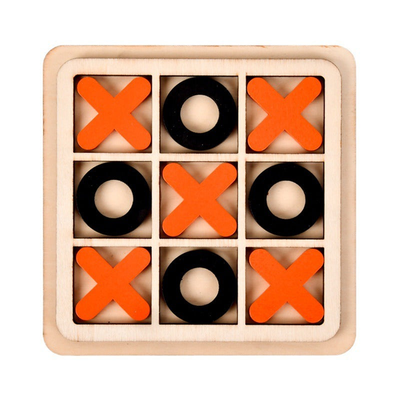 Wooden XO Tic-Tac-Toe and chess game set for children, featuring building blocks and educational puzzle toys by eprolo.