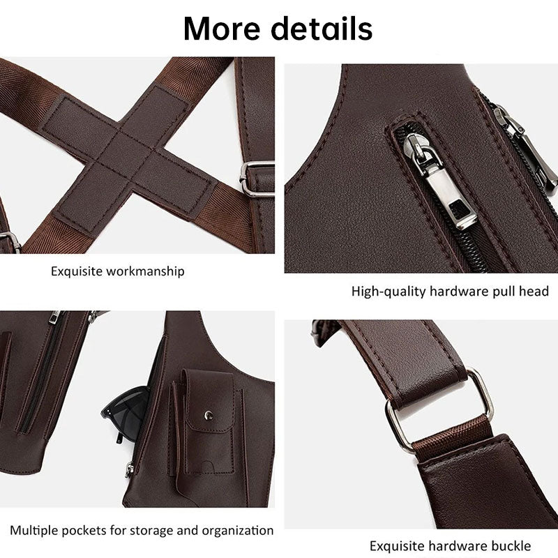 Anti-Theft PU Leather Underarm Bag - Crossbody Chest Sling Bag with Hidden Pocket & Adjustable Strap - American Smart