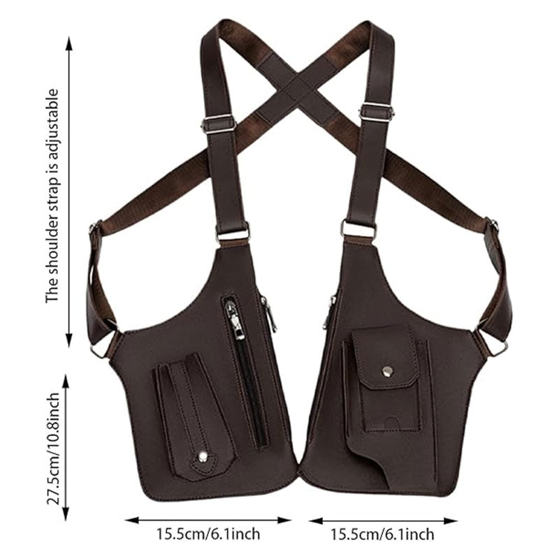 Anti-Theft PU Leather Underarm Bag - Crossbody Chest Sling Bag with Hidden Pocket & Adjustable Strap - American Smart