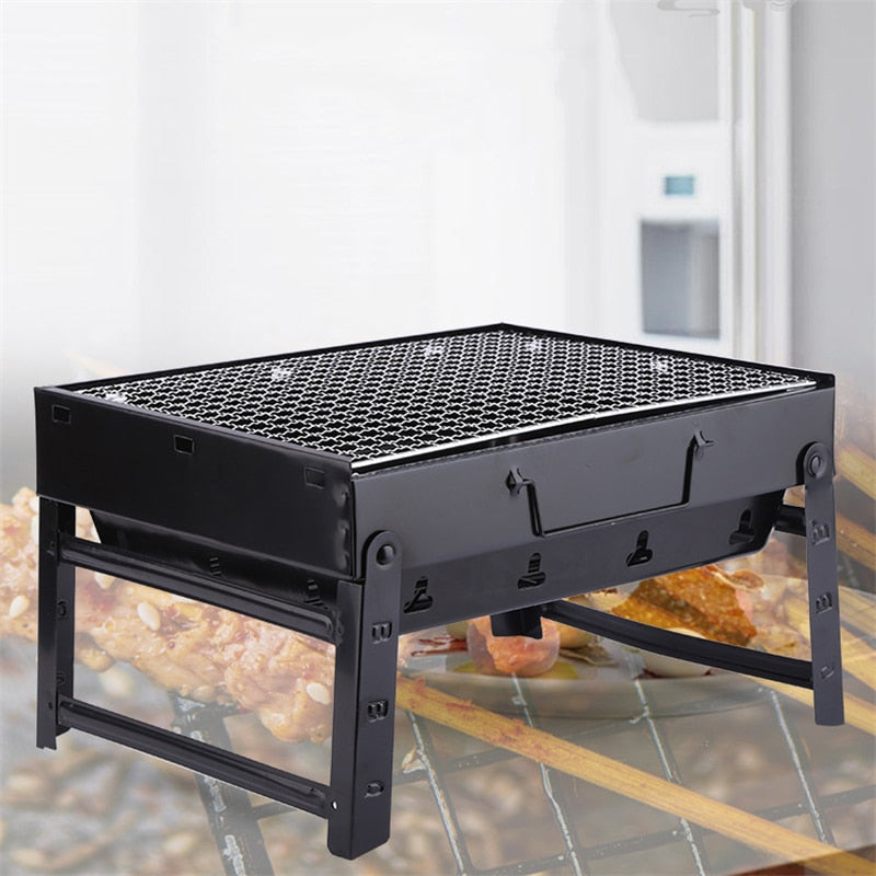 Barbecue Grill Outdoor Camping bbq Foldable Charcoal Grill Household Portable Barbecue Grill Charcoal Stove Skewers BBQ Tool - American Smart