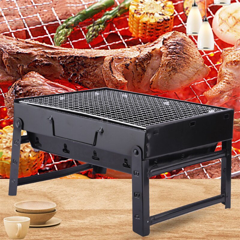 Barbecue Grill Outdoor Camping bbq Foldable Charcoal Grill Household Portable Barbecue Grill Charcoal Stove Skewers BBQ Tool - American Smart