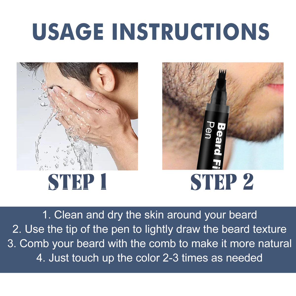 Beard Filler Pen, Detachable And Easy-To-Use Filler Pens Make It Easy To Create A Bushy Beard Hairline - American Smart