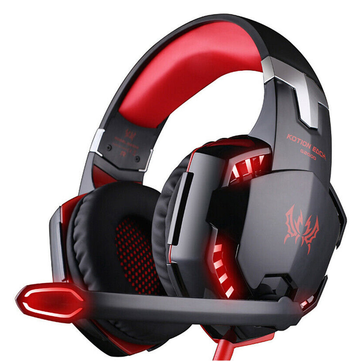 eprolo G2000 wired gaming earphones with illumination and heavy bass, designed for PC, PS4, and esports gaming setups