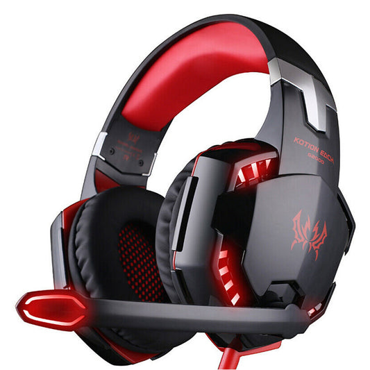 eprolo G2000 wired gaming earphones with illumination and heavy bass, designed for PC, PS4, and esports gaming setups