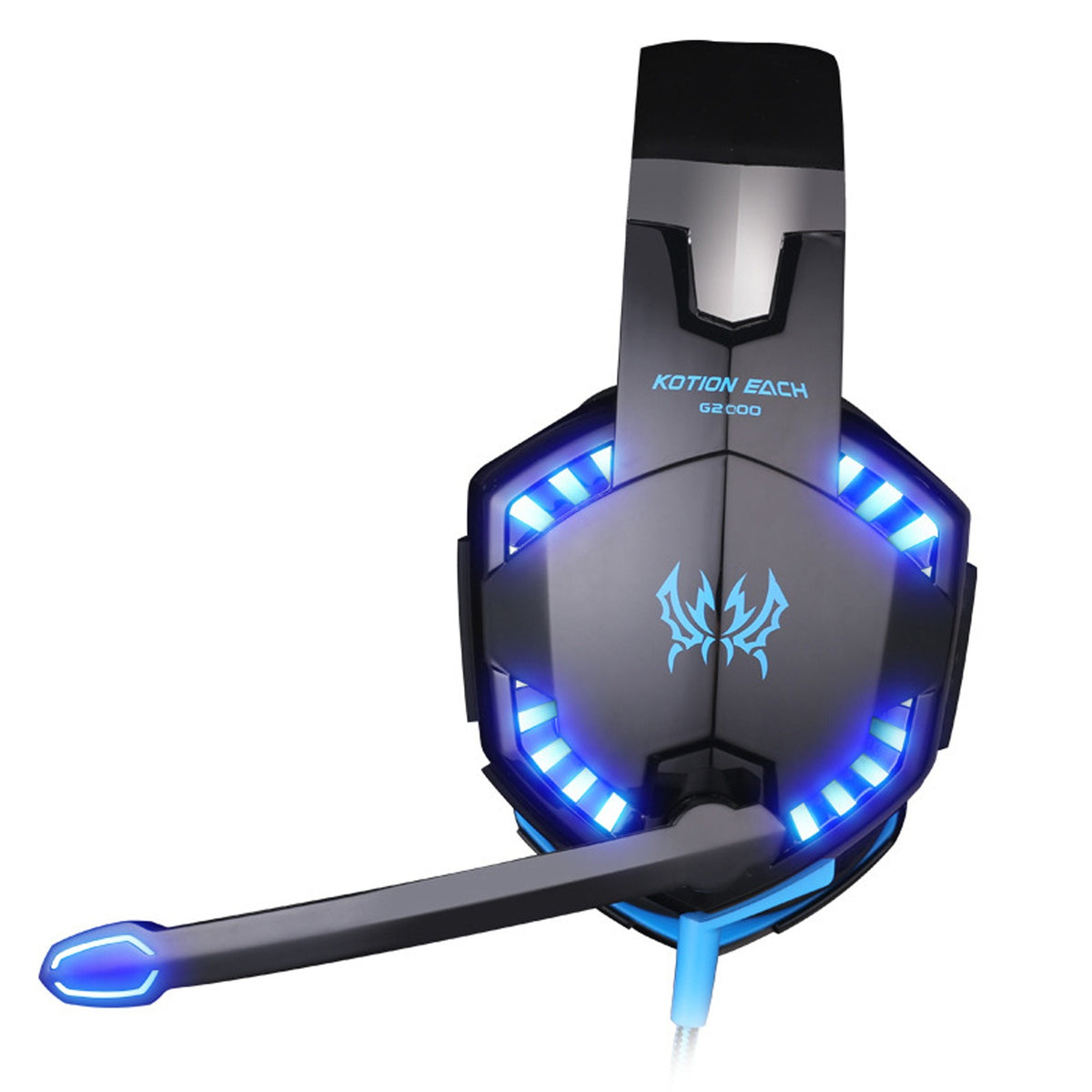 Eprolo G2000 wired gaming earphones with illumination, heavy bass, suitable for PS4 and esports gaming on computer.