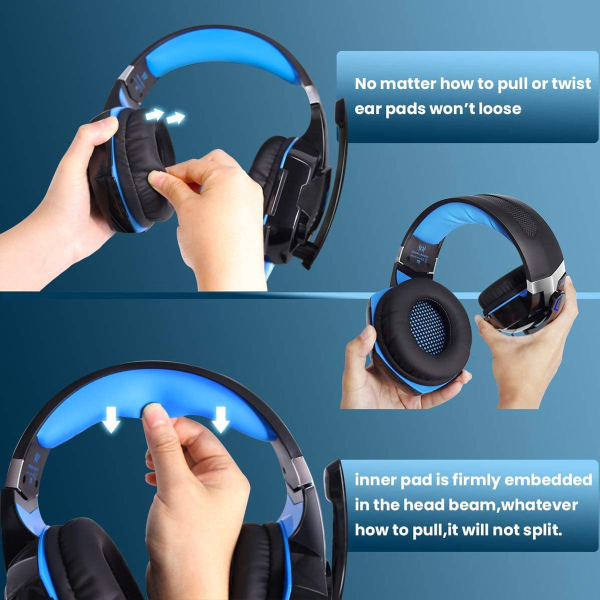 Eprolo G2000 wired gaming earphones with illumination and heavy bass, designed for computer, esports, PS4, and gaming use