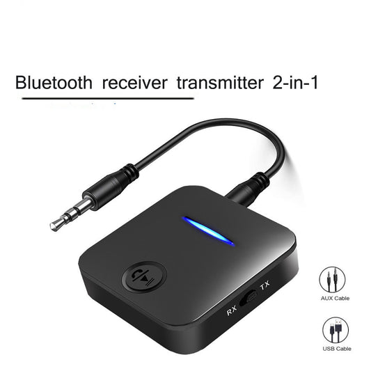 eprolo Bluetooth audio receiver and transmitter adapter with built-in microphone, designed for 2-in-1 car speaker system.