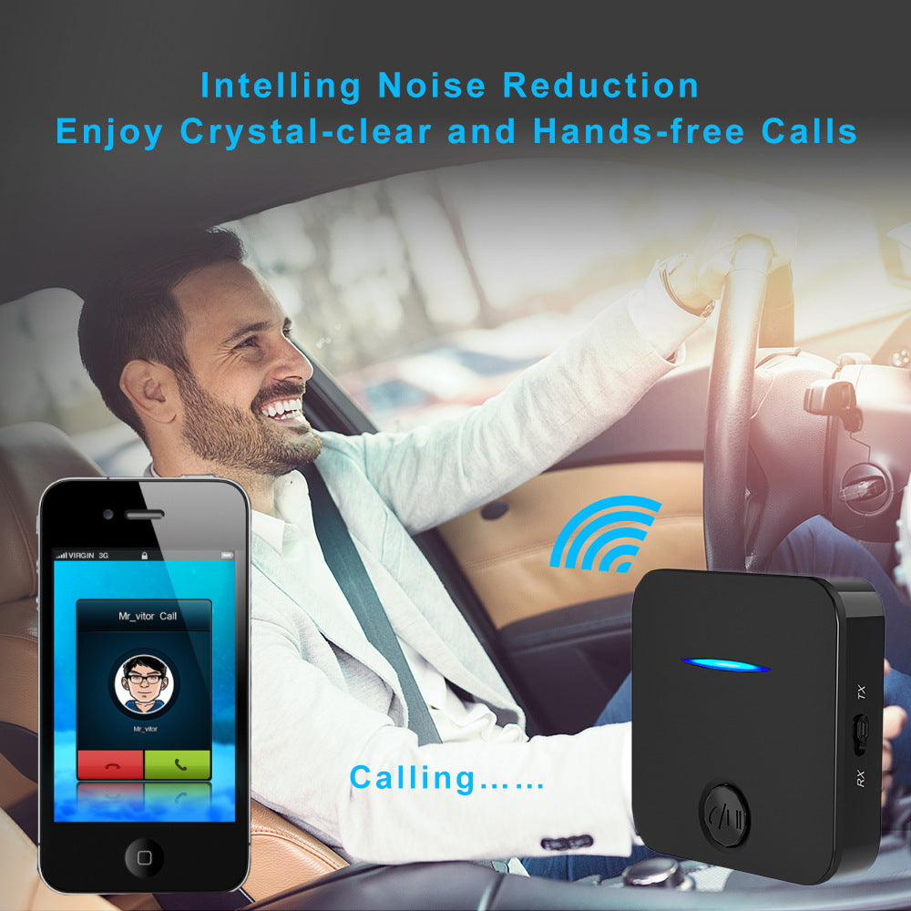eprolo Bluetooth audio receiver transmitter adapter with built-in microphone, 2-in-1 car speaker for wireless audio streaming