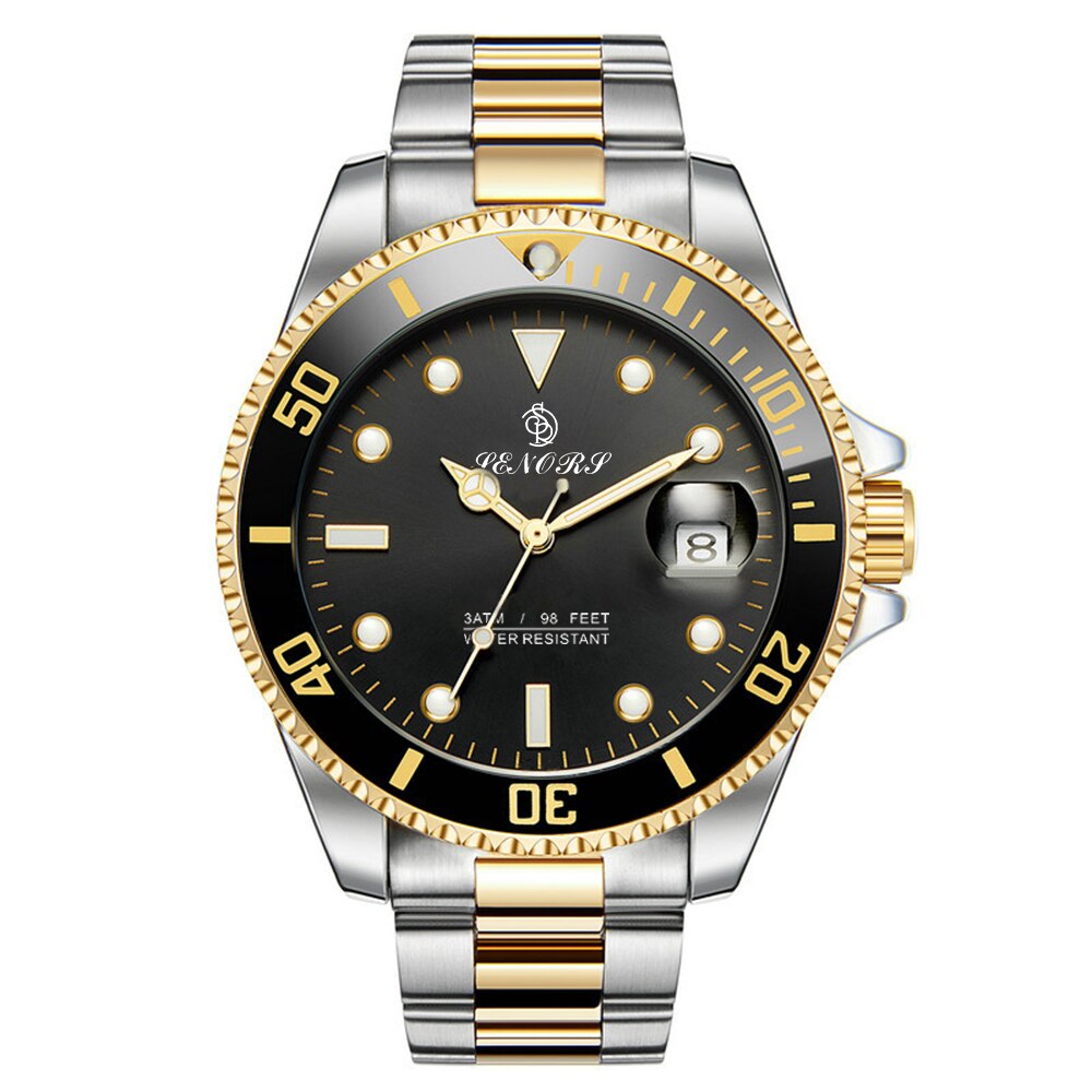 Black stainless steel men's luxury automatic wristwatch with waterproof design, business and sport style, by eprolo.