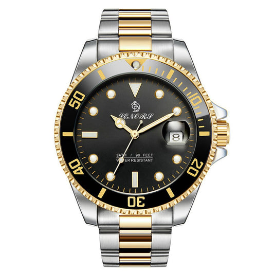 Black stainless steel men's luxury automatic wristwatch with waterproof design, business and sport style, by eprolo.