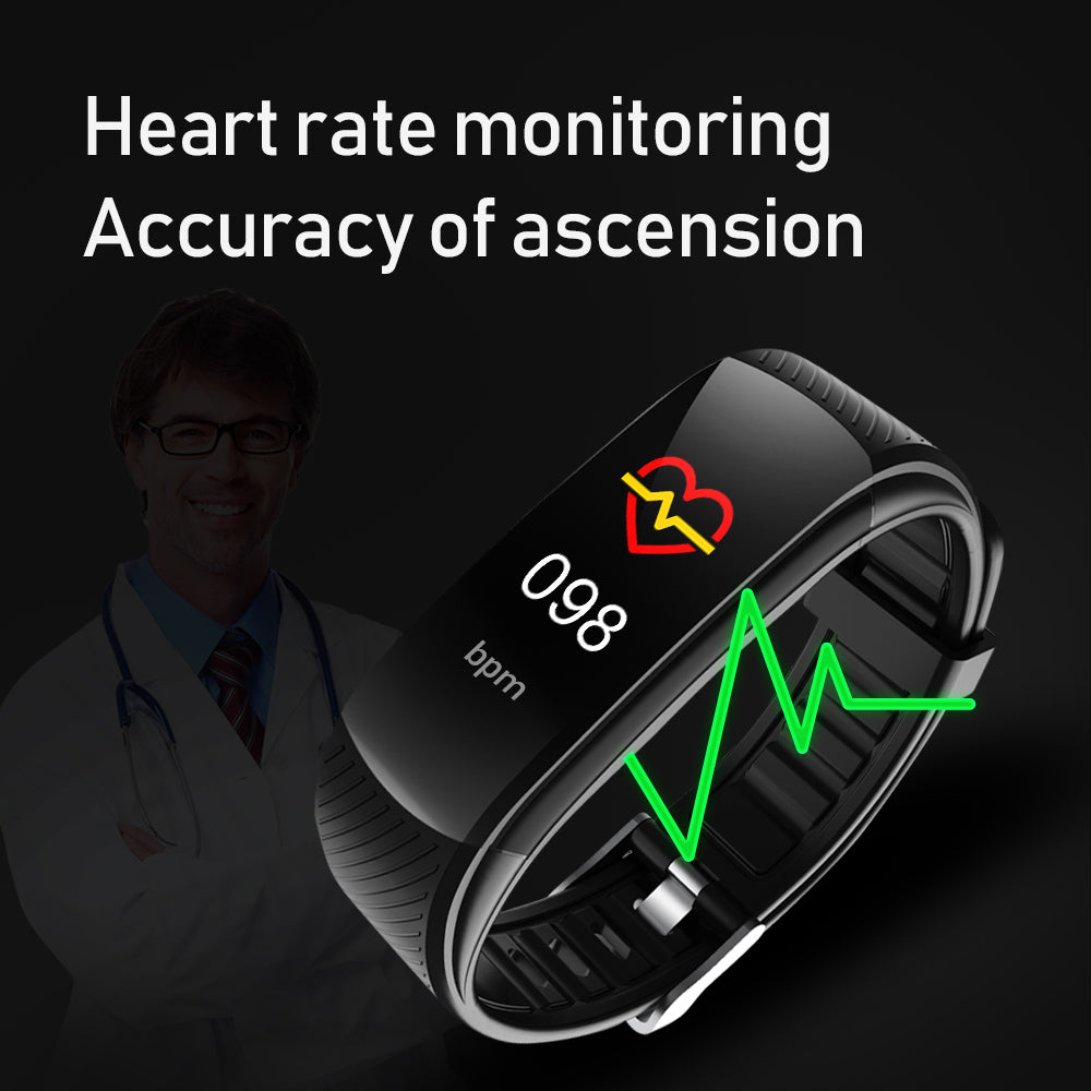 Black eprolo C5S Smart Bracelet with display showing heart rate, blood pressure, blood oxygen, and activity tracking features.