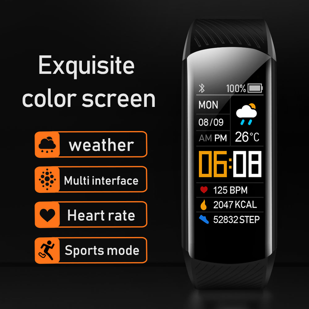 Black eprolo C5S Smart Bracelet with sports pedometer, heart rate, blood pressure, and blood oxygen health monitoring features