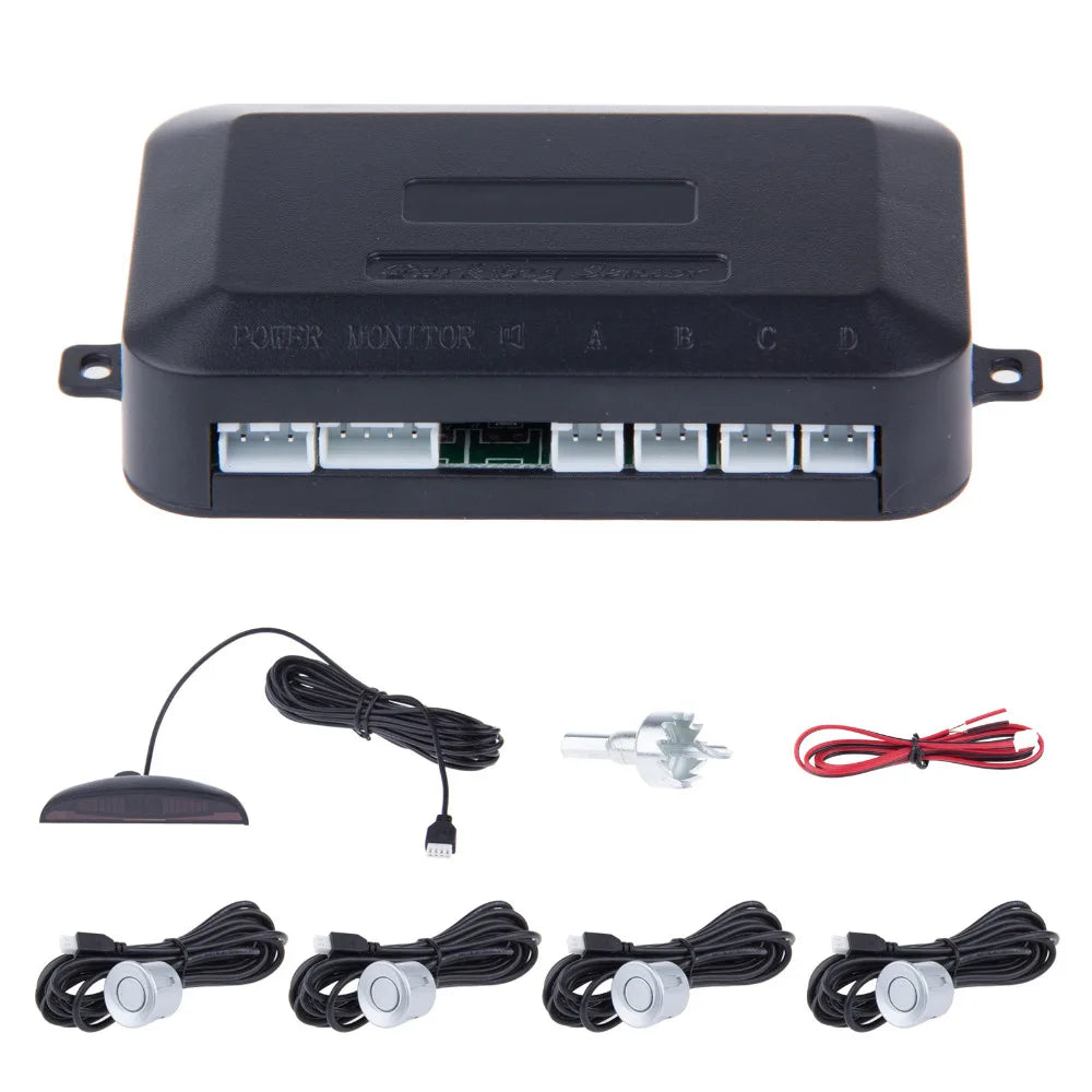 eprolo car auto parktronic LED parking sensor with four sensors, reverse backup radar system and monitor display