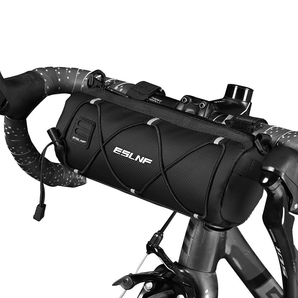 Eprolo mountain bike front bag with large waterproof storage capacity for outdoor riding, mounted on bike's front section.