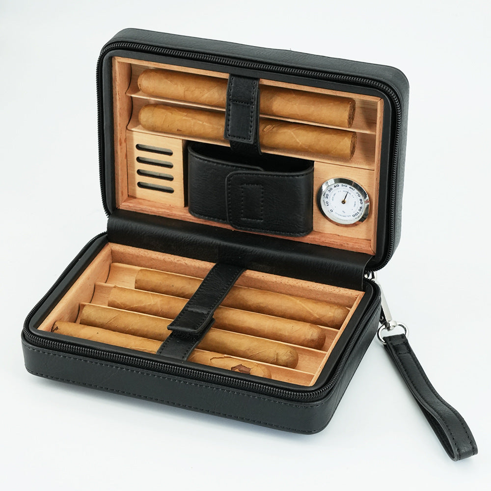 Cigar Box Zipper Pack 6-pack Convenient Cigar Box Cigarette Box Smoking Accessories Cedar Wood Material Set - American Smart