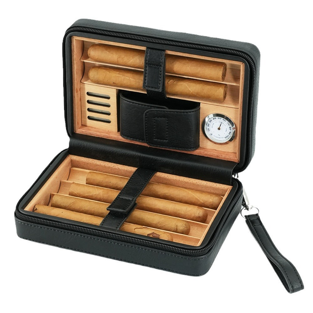Cigar Box Zipper Pack 6-pack Convenient Cigar Box Cigarette Box Smoking Accessories Cedar Wood Material Set - American Smart