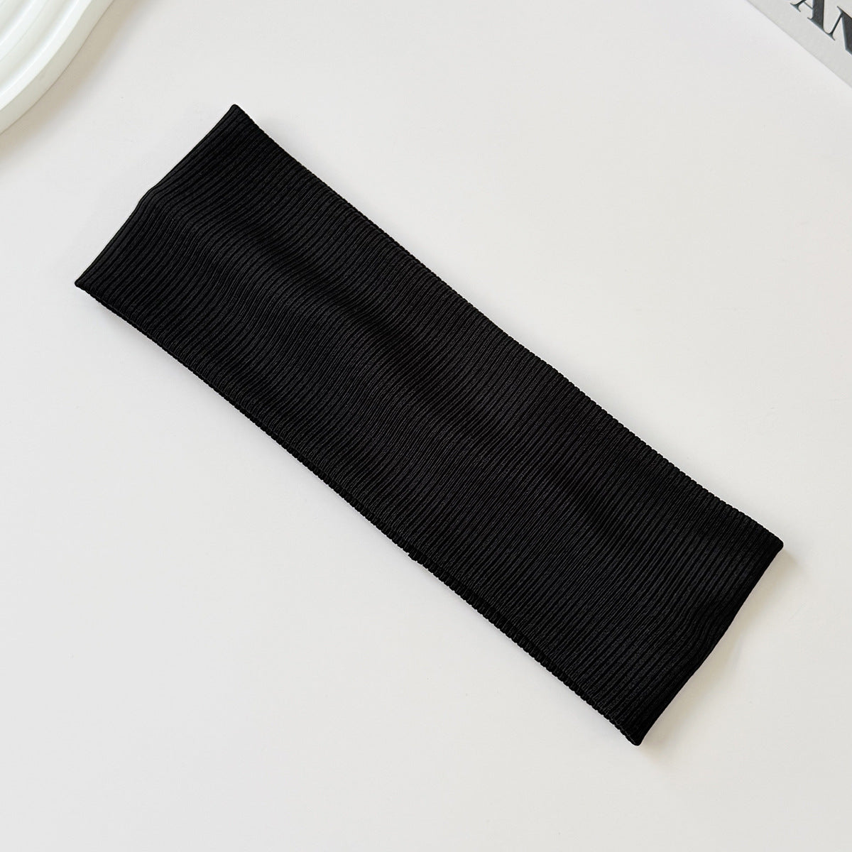 Cotton Elastic Headband Wide Sweat-Absorbent Band, Solid Color, Multi-Functional Headwear - American Smart