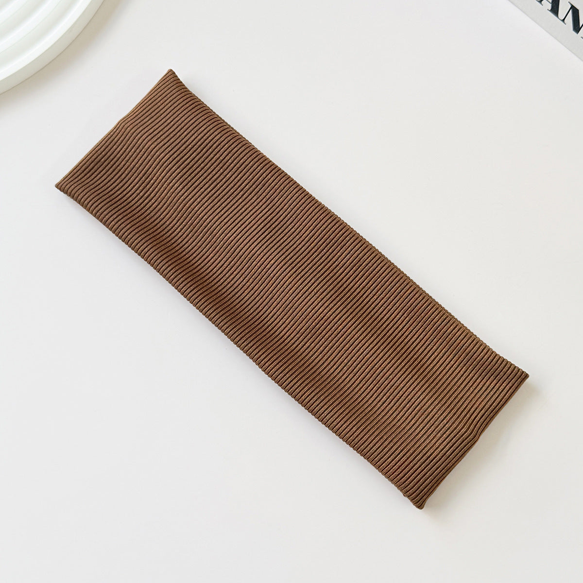 Cotton Elastic Headband Wide Sweat-Absorbent Band, Solid Color, Multi-Functional Headwear - American Smart