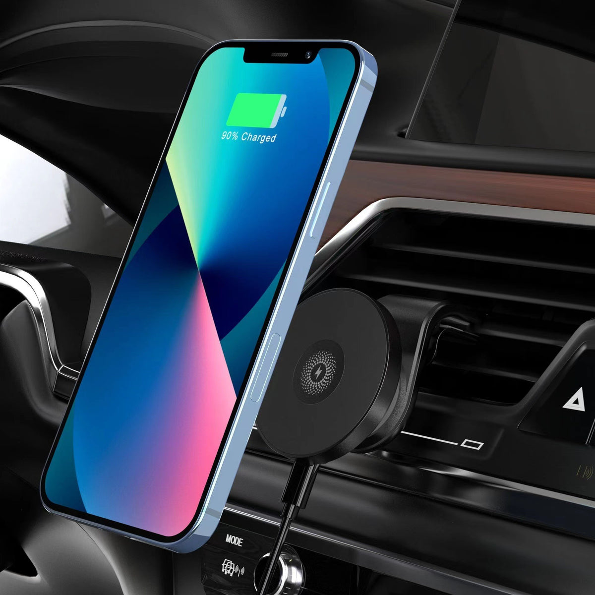 Custom Smart Car Wireless Charger Phone Holder Magnetic Wireless Car Charger Mount 15W Fast Charging - American Smart