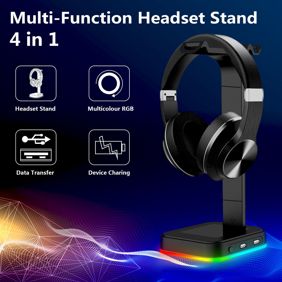 Earphone holder RGB Amazon hot item color changing, luminous, dazzling with lights e-sports RGB headphone holder - American Smart