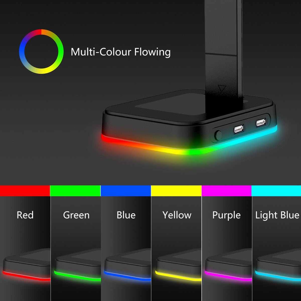 Earphone holder RGB Amazon hot item color changing, luminous, dazzling with lights e-sports RGB headphone holder - American Smart