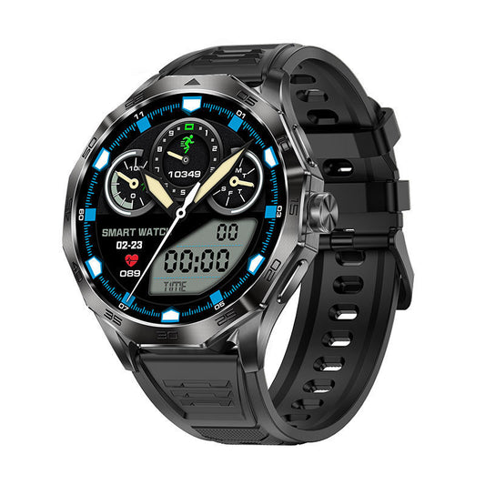 Eprolo DA03 smartwatch displaying heart rate monitor, Bluetooth call icon, and multi-sport activity tracking on a sleek screen.