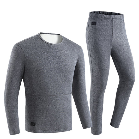 eprolo intelligent heating underwear set with thick fleece, dual interfaces, designed to keep warm during winter cold weather.