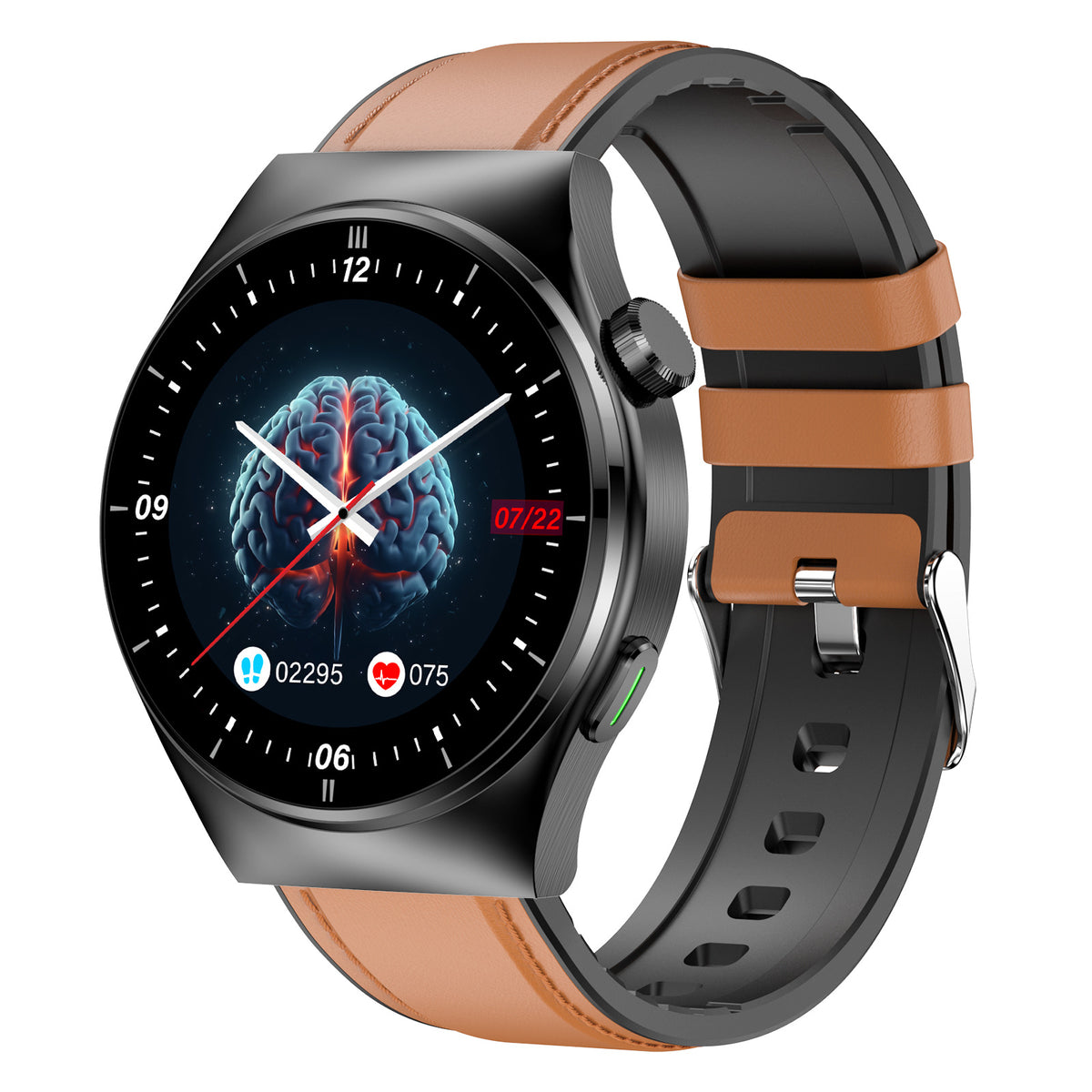 Eprolo F320 laser therapy smart watch displaying blood sugar, heart rate, body temperature, Bluetooth call, and uric acid monitoring.