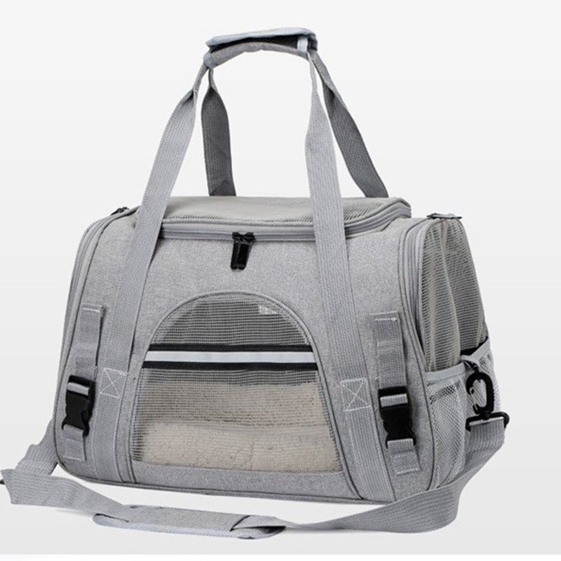 Mesh breathable foldable pet carrier bag for small cats and dogs, convertible crossbody travel bag by eprolo.