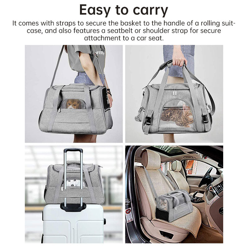 Eprolo foldable pet carrier bag with mesh sides, convertible crossbody design for small cats and dogs, breathable travel carrier