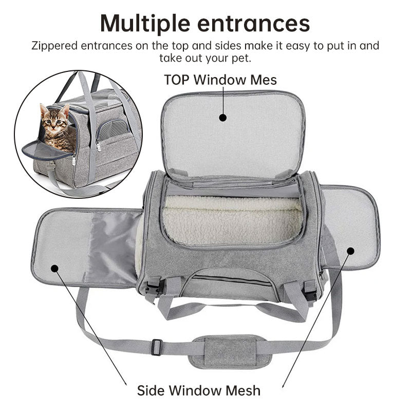 Foldable and expandable mesh pet carrier bag by eprolo, breathable travel bag for small cats and dogs, convertible crossbody handbag