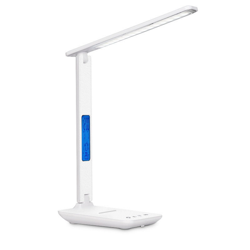 Eprolo folding alarm clock with adjustable light, time display, and eye protection desk lamp for office and learning use.