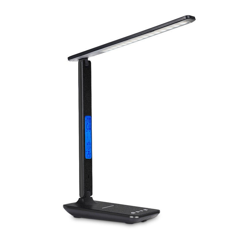 Eprolo folding alarm clock with adjustable light, time display, and eye protection desk lamp for office and reading use.