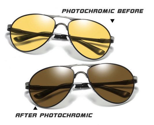 Eprolo intelligent aviation photochromic polarized sunglasses for men, suitable for day and night driving, with sun and vision protection