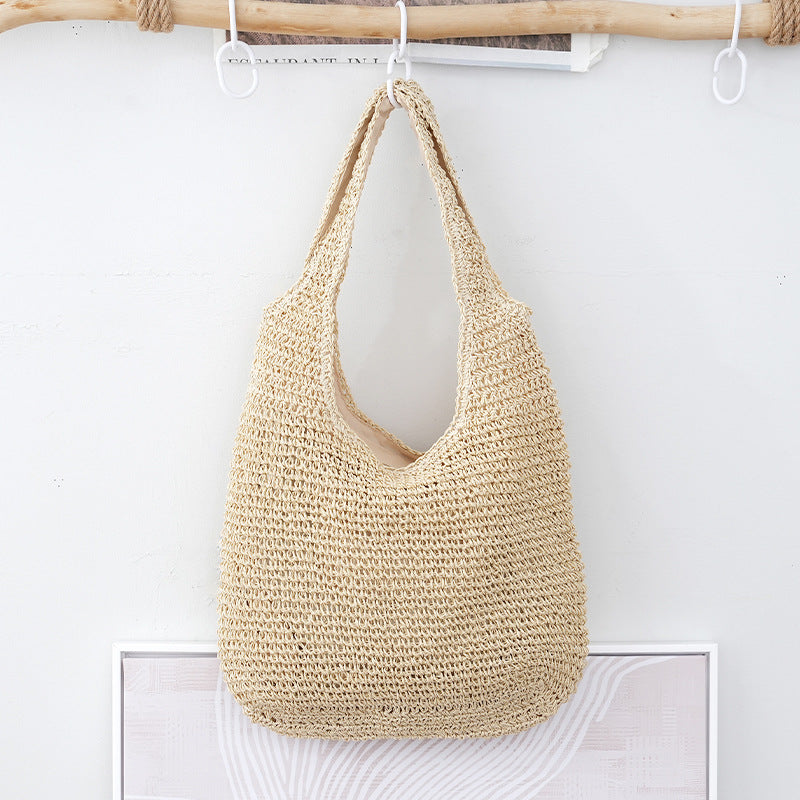 Eprolo handheld woven bag for everyday commute, versatile shoulder bag suitable for vacation and daily use.