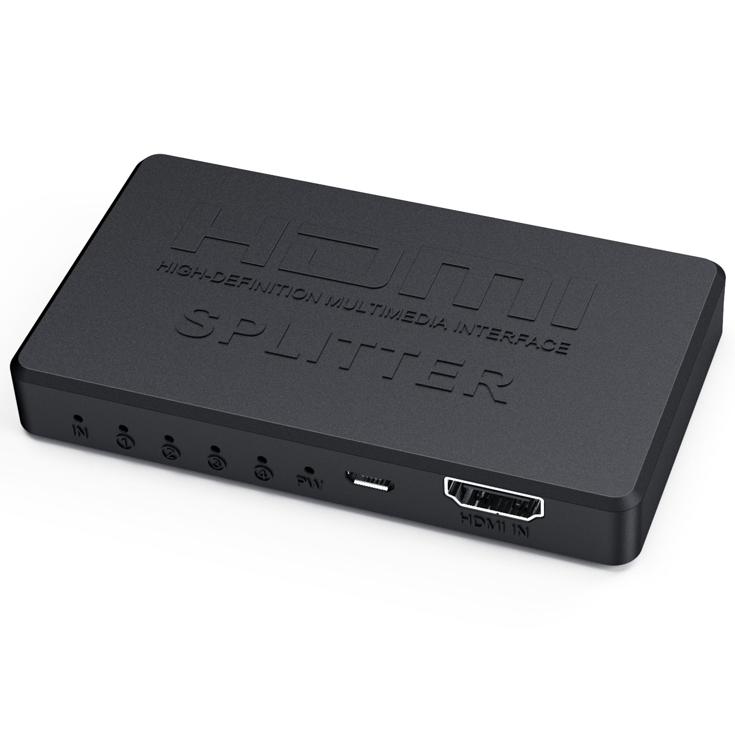 eprolo 4K mini HDMI splitter displaying HD video on screen, supports 1-to-4 HDMI output for high-resolution video sharing