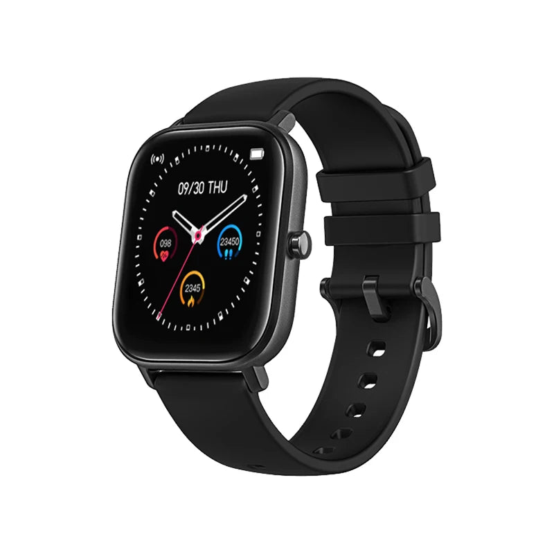 Eprolo IP67 P8 Smart Watch with black strap, digital display, fitness tracking, and water-resistant design