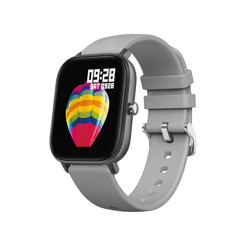eprolo IP67 P8 Smart Watch displaying digital time and fitness tracking features on a black band